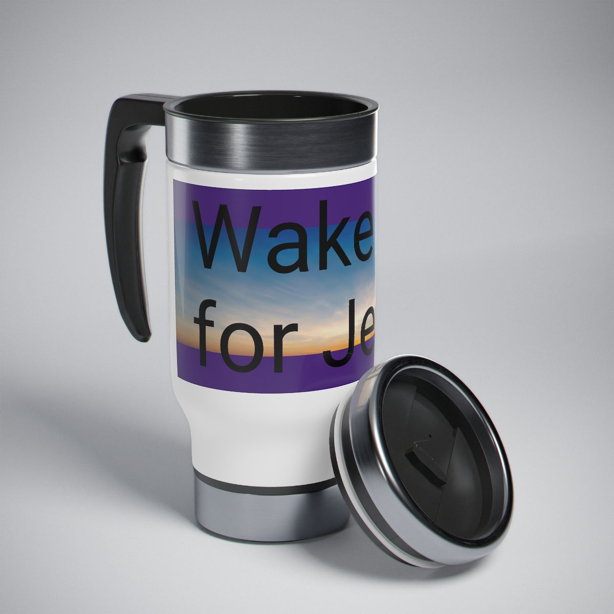 Wake up for Jesus Travel Mug with Handle, 14oz