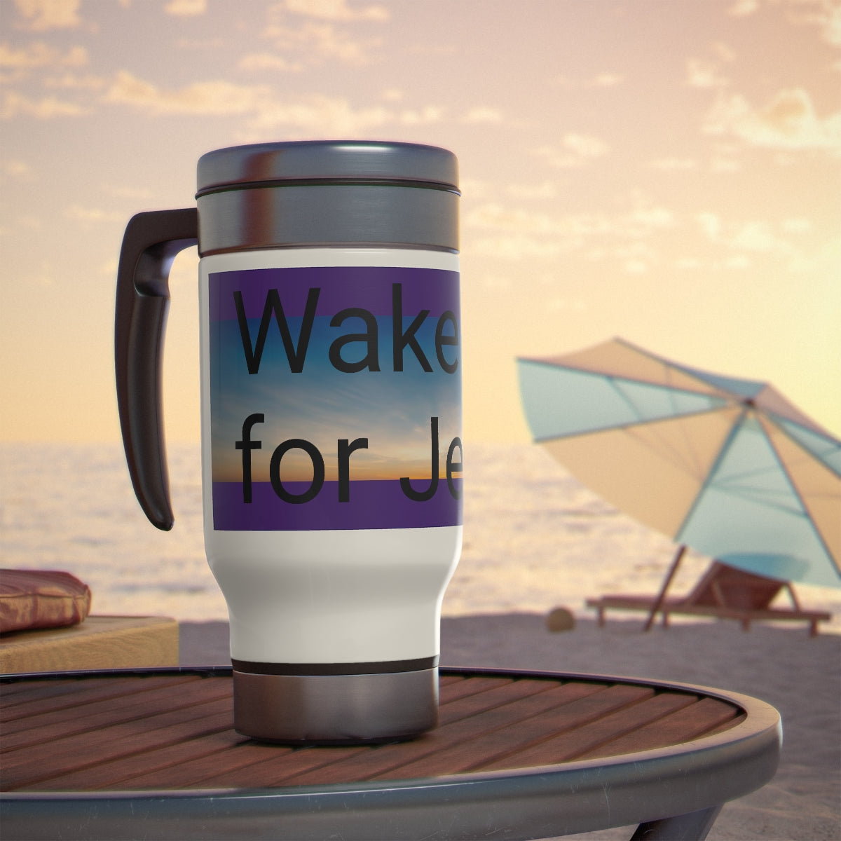 Wake up for Jesus  Travel Mug with Handle, 14oz