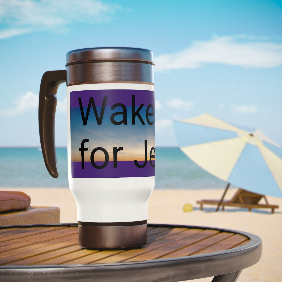 Wake up for Jesus  Travel Mug with Handle, 14oz